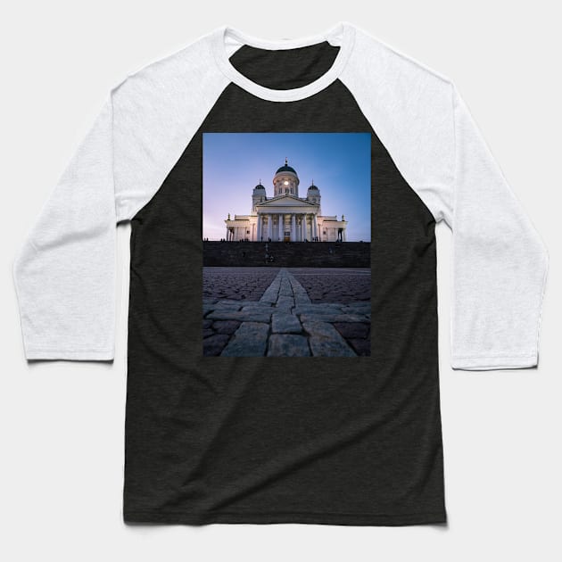 Helsinki Cathedral Evening Baseball T-Shirt by LukeDavidPhoto